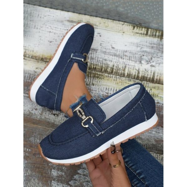 Casual Plain Non-Slip Slip On Flat Heel Deep Mouth Shoes Metal - Image 2