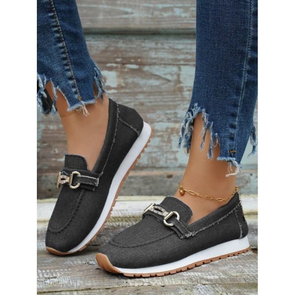 Casual Plain Non-Slip Slip On Flat Heel Deep Mouth Shoes Metal - Image 9