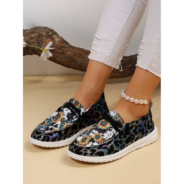 Western Cow Sunflower Canvas Boat Flats - Image 3
