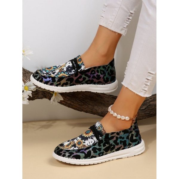 Western Cow Sunflower Canvas Boat Flats - Image 4