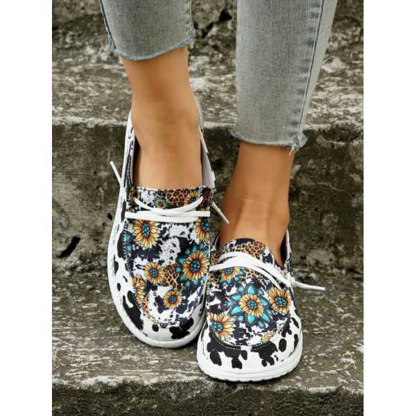Western Cow Sunflower Canvas Boat Flats - Image 5