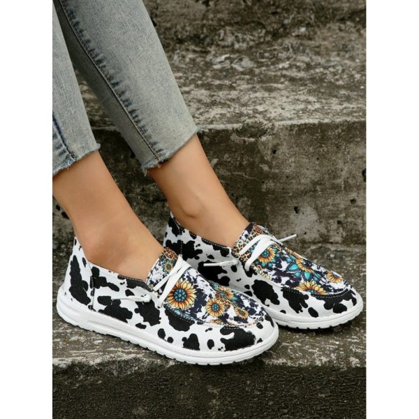 Western Cow Sunflower Canvas Boat Flats - Image 6