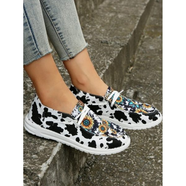 Western Cow Sunflower Canvas Boat Flats - Image 7