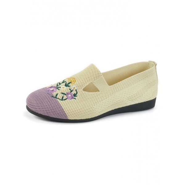 Casual Floral Breathable Slip On Flat Heel Deep Mouth Shoes Embroidery - Image 12