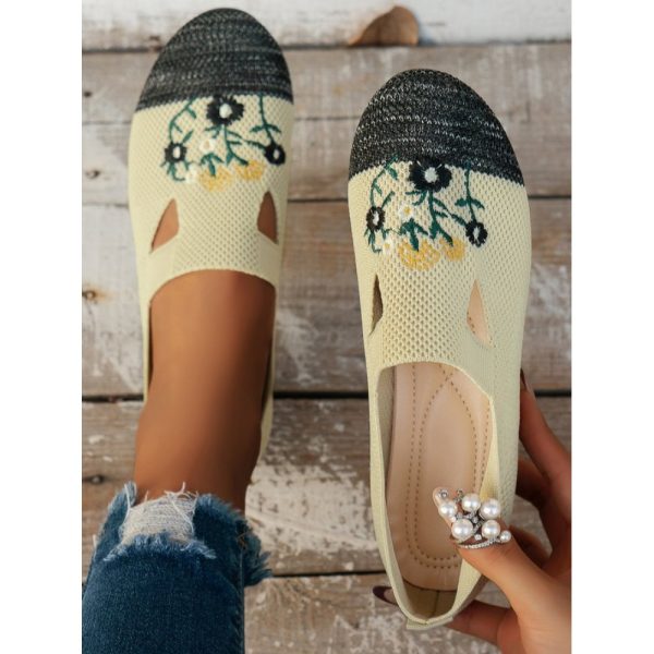 Casual Floral Breathable Slip On Flat Heel Deep Mouth Shoes Embroidery - Image 13