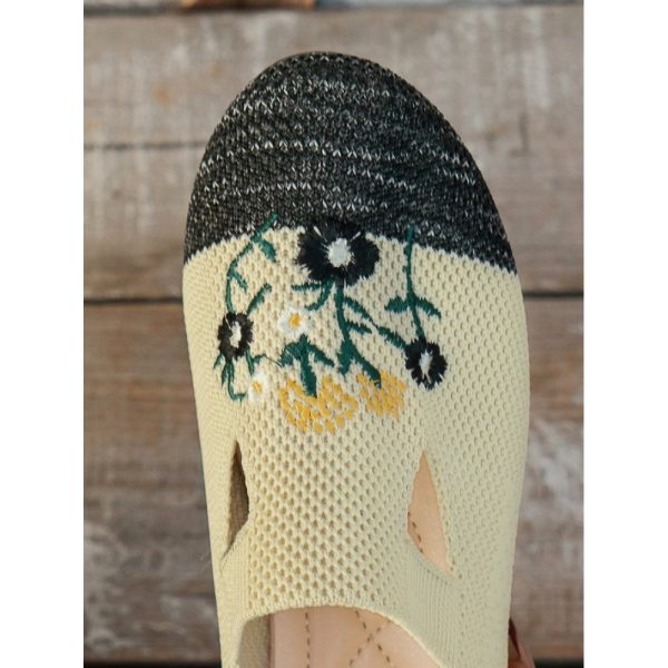 Casual Floral Breathable Slip On Flat Heel Deep Mouth Shoes Embroidery - Image 17