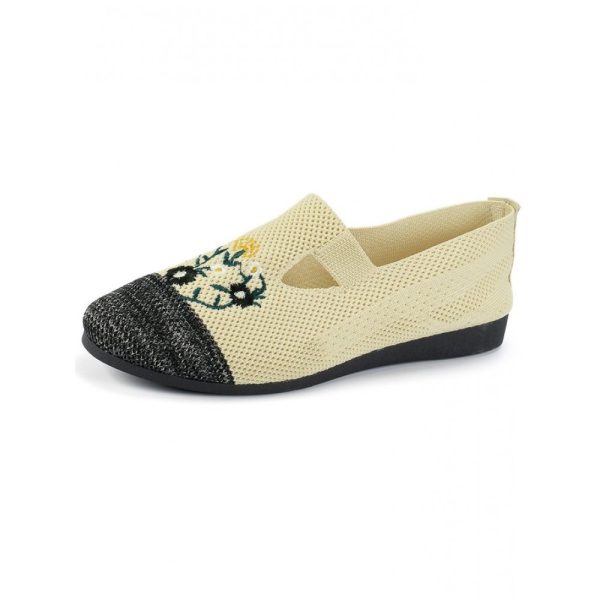 Casual Floral Breathable Slip On Flat Heel Deep Mouth Shoes Embroidery - Image 18