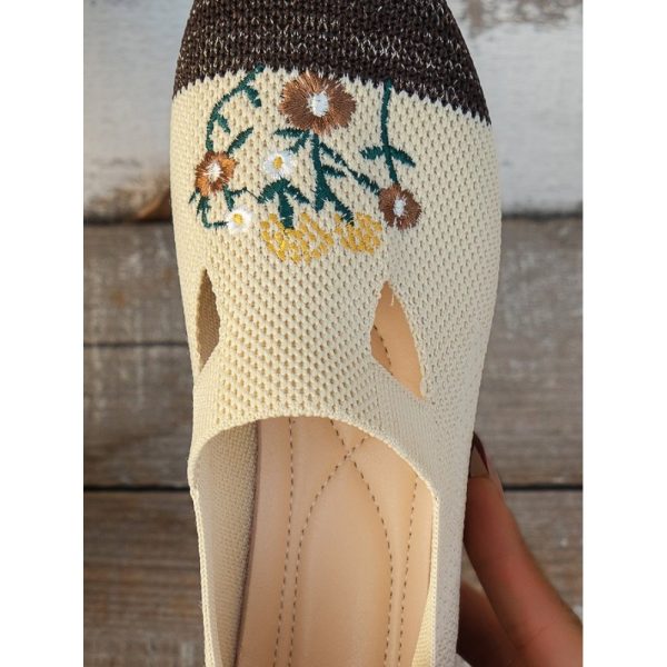 Casual Floral Breathable Slip On Flat Heel Deep Mouth Shoes Embroidery - Image 23