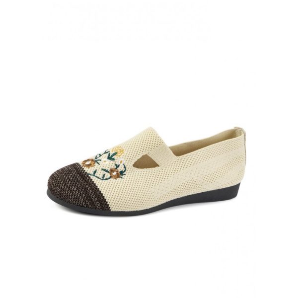 Casual Floral Breathable Slip On Flat Heel Deep Mouth Shoes Embroidery - Image 24