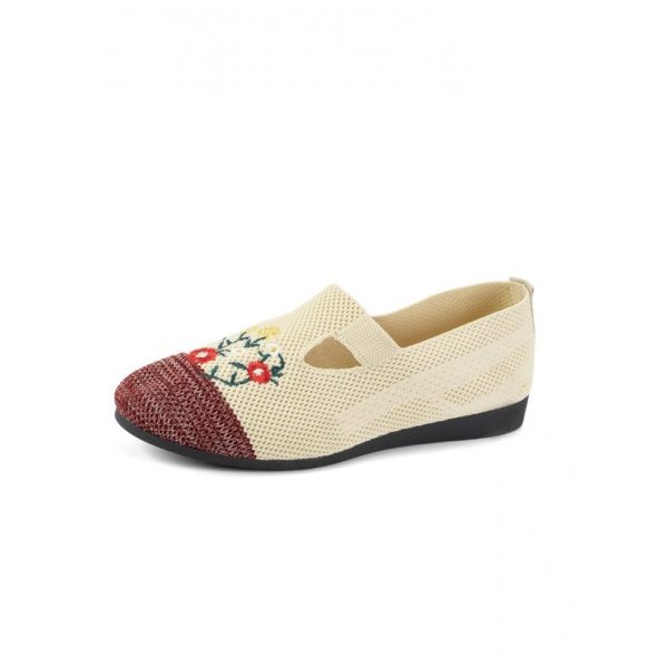Casual Floral Breathable Slip On Flat Heel Deep Mouth Shoes Embroidery - Image 6