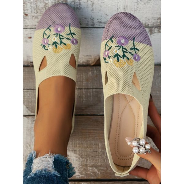 Casual Floral Breathable Slip On Flat Heel Deep Mouth Shoes Embroidery - Image 7