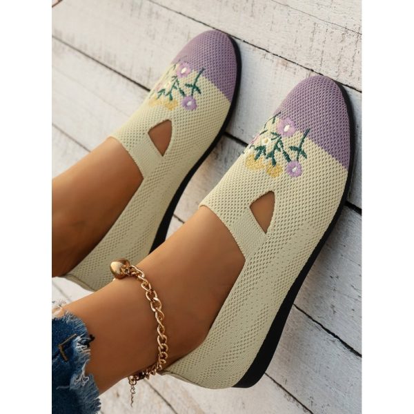 Casual Floral Breathable Slip On Flat Heel Deep Mouth Shoes Embroidery - Image 10