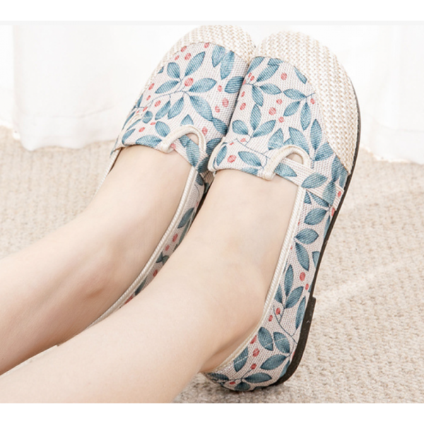 Casual Floral Slip On Flat Heel Shallow Shoes - Image 3