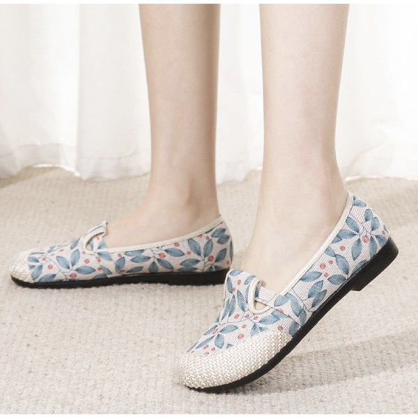 Casual Floral Slip On Flat Heel Shallow Shoes - Image 4