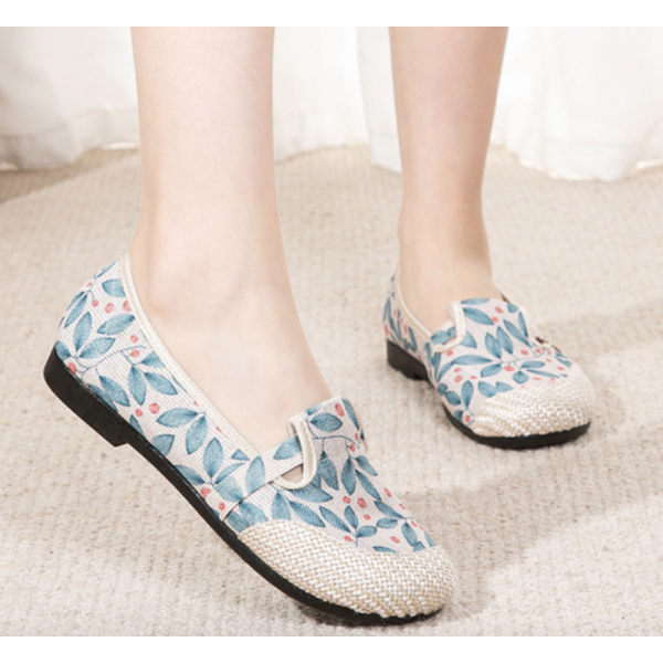 Casual Floral Slip On Flat Heel Shallow Shoes - Image 5