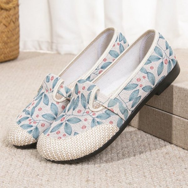 Casual Floral Slip On Flat Heel Shallow Shoes - Image 6