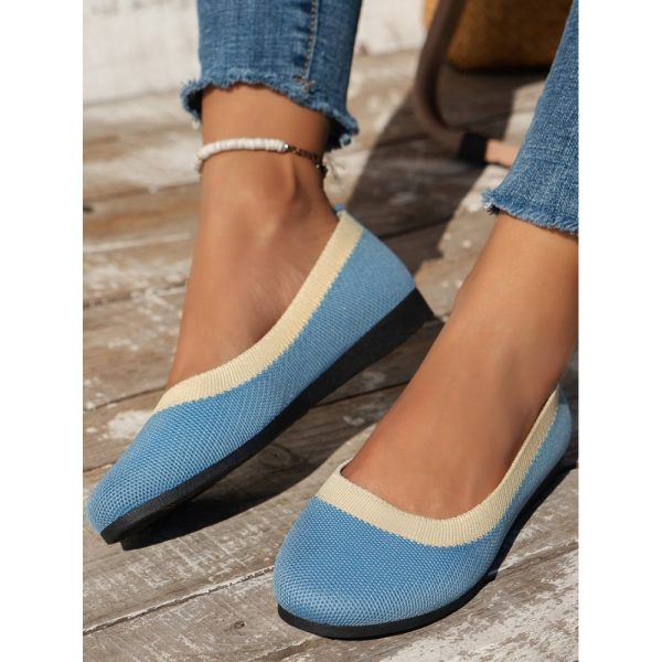Casual Color Block Breathable Slip On Flat Heel Shallow Shoes - Image 13