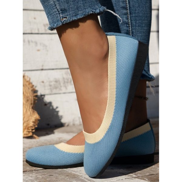 Casual Color Block Breathable Slip On Flat Heel Shallow Shoes - Image 14