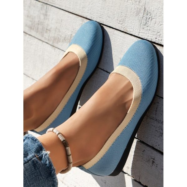 Casual Color Block Breathable Slip On Flat Heel Shallow Shoes - Image 15