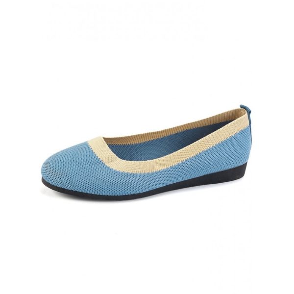 Casual Color Block Breathable Slip On Flat Heel Shallow Shoes - Image 16