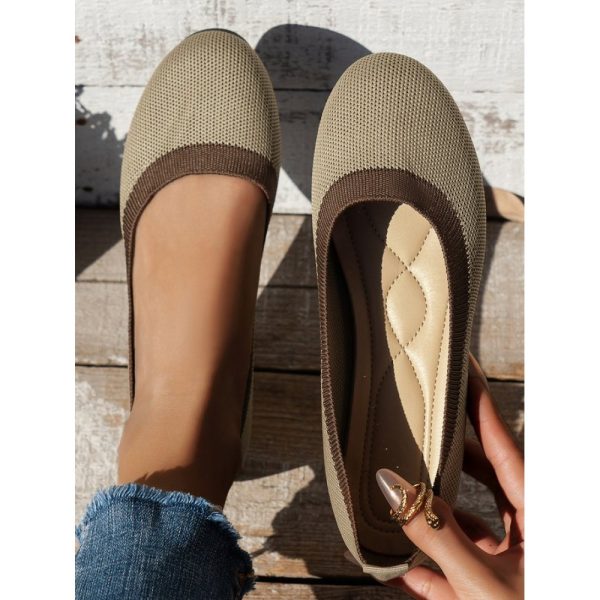Casual Color Block Breathable Slip On Flat Heel Shallow Shoes - Image 17