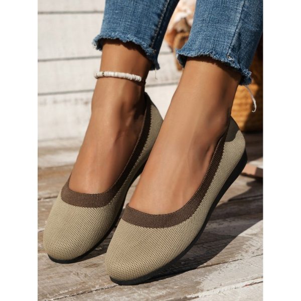 Casual Color Block Breathable Slip On Flat Heel Shallow Shoes - Image 19