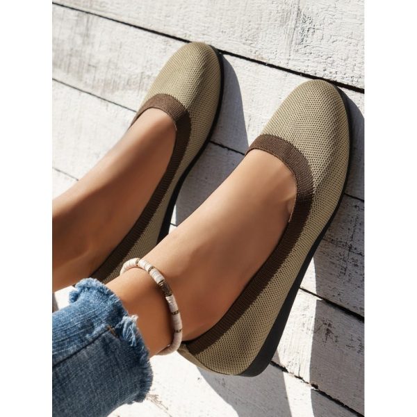 Casual Color Block Breathable Slip On Flat Heel Shallow Shoes - Image 20