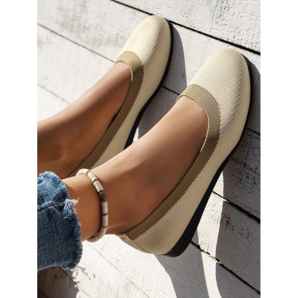 Casual Color Block Breathable Slip On Flat Heel Shallow Shoes - Image 4