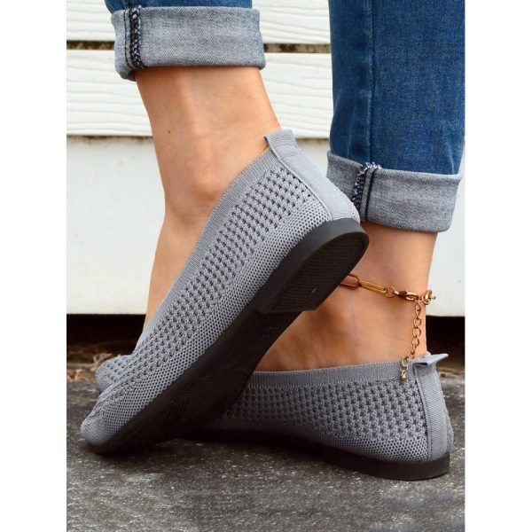 Casual Plain Breathable Slip On Flat Heel Shallow Shoes Hollow Out - Image 11