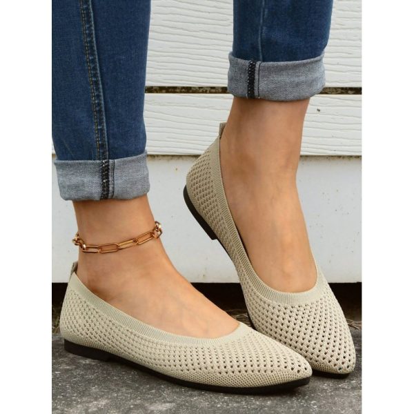 Casual Plain Breathable Slip On Flat Heel Shallow Shoes Hollow Out - Image 13