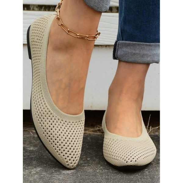 Casual Plain Breathable Slip On Flat Heel Shallow Shoes Hollow Out - Image 14