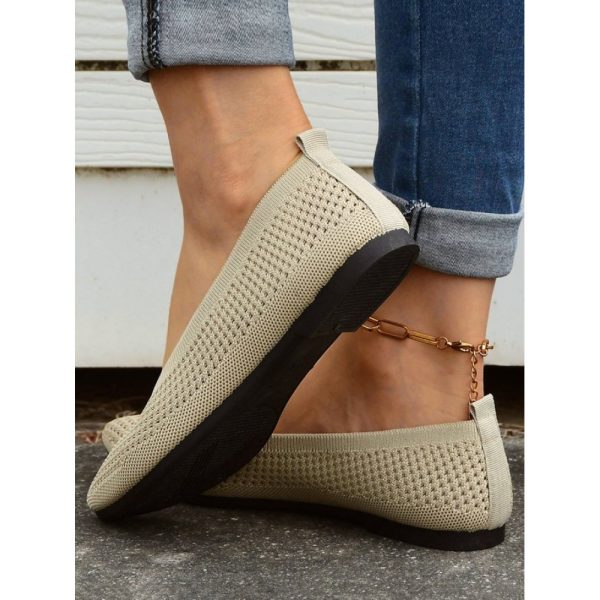 Casual Plain Breathable Slip On Flat Heel Shallow Shoes Hollow Out - Image 17