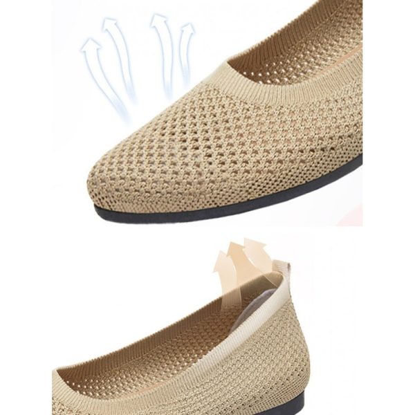 Casual Plain Breathable Slip On Flat Heel Shallow Shoes Hollow Out - Image 19