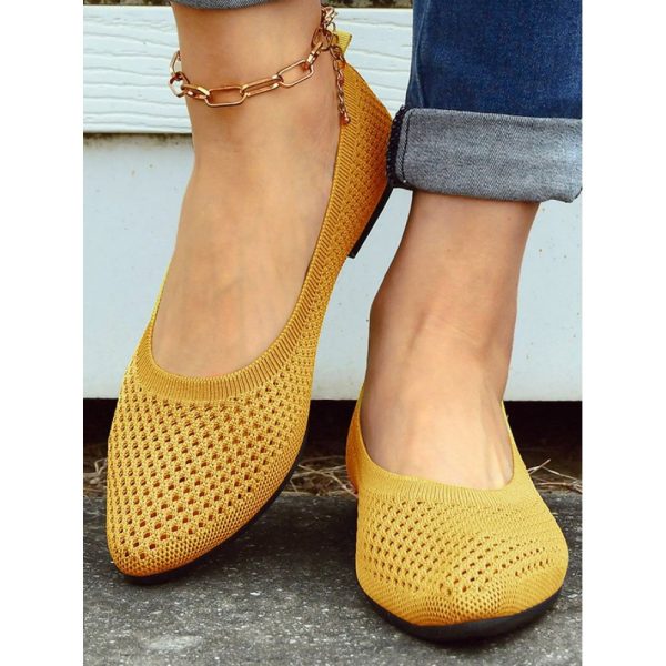 Casual Plain Breathable Slip On Flat Heel Shallow Shoes Hollow Out - Image 3