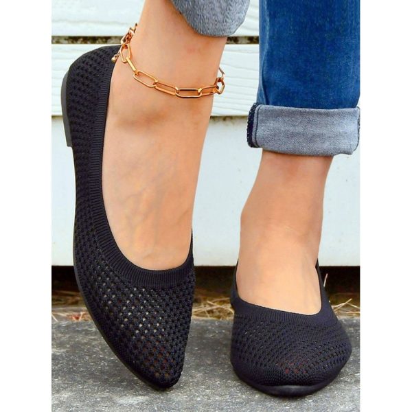 Casual Plain Breathable Slip On Flat Heel Shallow Shoes Hollow Out - Image 21