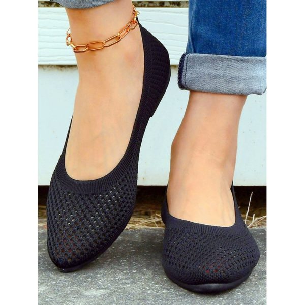 Casual Plain Breathable Slip On Flat Heel Shallow Shoes Hollow Out - Image 22