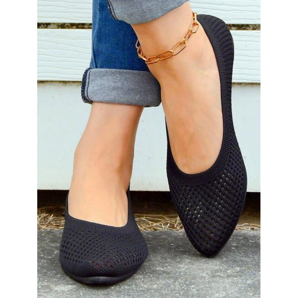 Casual Plain Breathable Slip On Flat Heel Shallow Shoes Hollow Out - Image 23