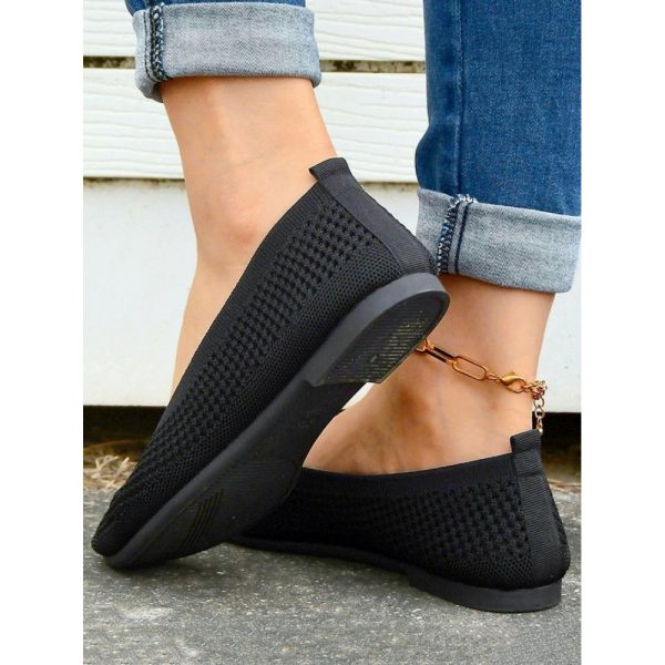 Casual Plain Breathable Slip On Flat Heel Shallow Shoes Hollow Out - Image 24