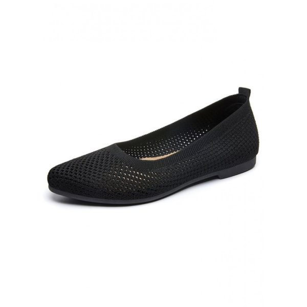 Casual Plain Breathable Slip On Flat Heel Shallow Shoes Hollow Out - Image 25