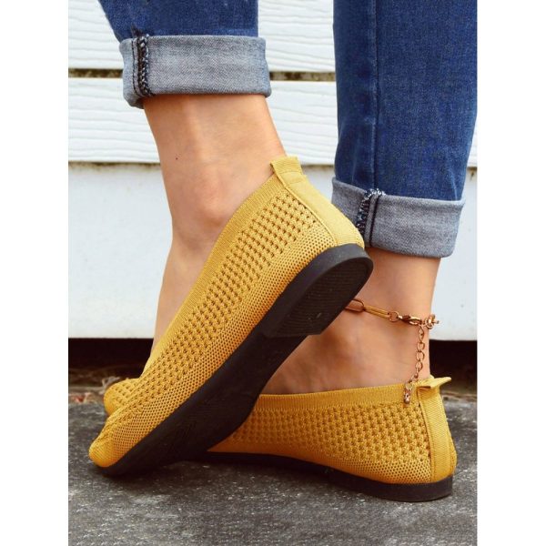Casual Plain Breathable Slip On Flat Heel Shallow Shoes Hollow Out - Image 5