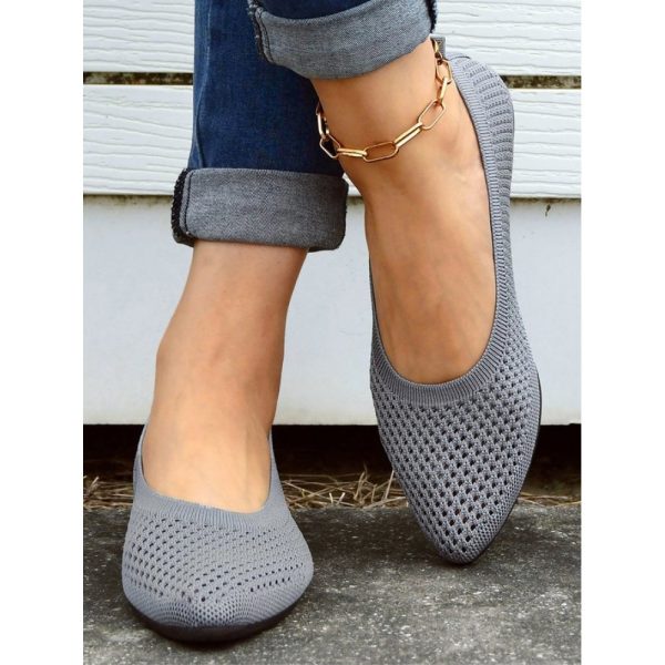 Casual Plain Breathable Slip On Flat Heel Shallow Shoes Hollow Out - Image 10