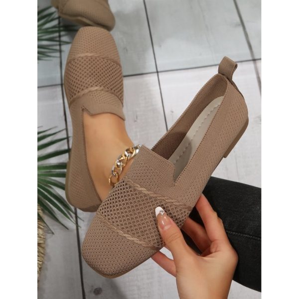 Casual Plain Breathable Slip On Low Heel Deep Mouth Shoes Hollow Out - Image 2