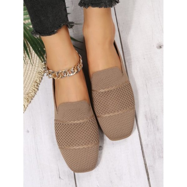 Casual Plain Breathable Slip On Low Heel Deep Mouth Shoes Hollow Out - Image 3