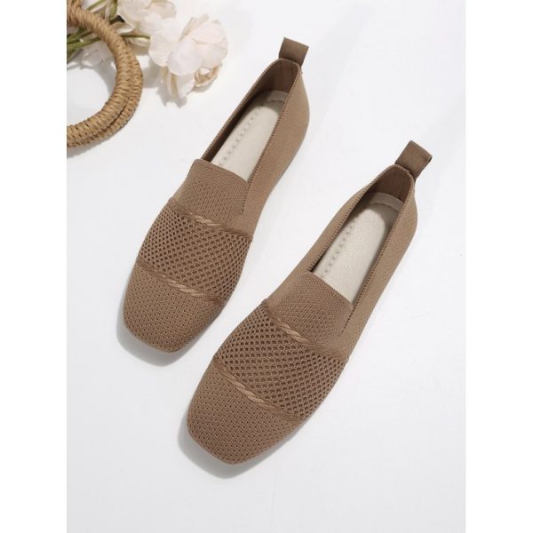 Casual Plain Breathable Slip On Low Heel Deep Mouth Shoes Hollow Out - Image 4