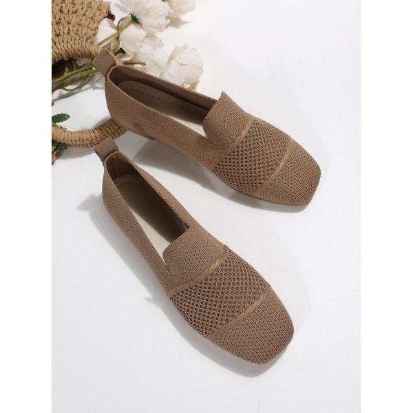 Casual Plain Breathable Slip On Low Heel Deep Mouth Shoes Hollow Out - Image 5