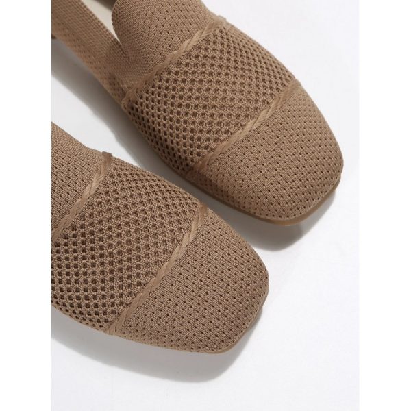 Casual Plain Breathable Slip On Low Heel Deep Mouth Shoes Hollow Out - Image 7