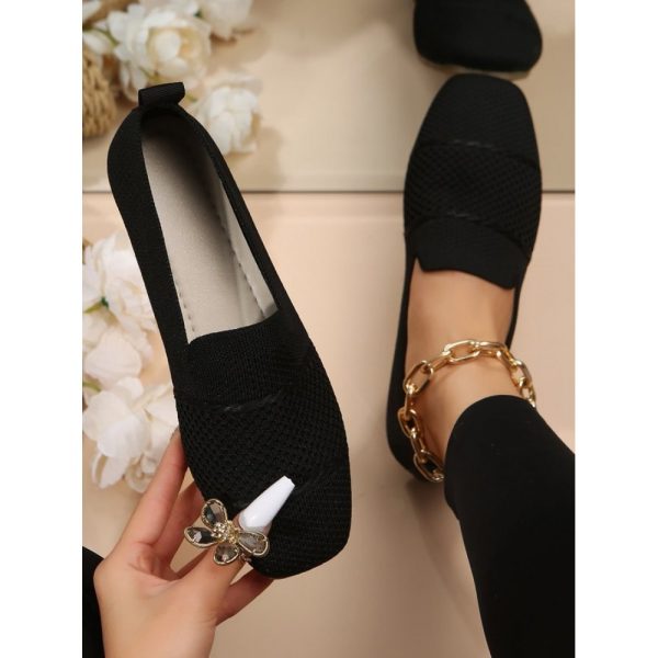 Casual Plain Breathable Slip On Low Heel Deep Mouth Shoes Hollow Out - Image 10
