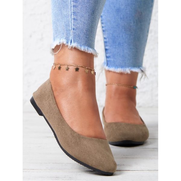 Plain All Season Simple Daily Velvet Flat Heel Round Toe Pu Slip On Shallow Shoes for Women - Image 11