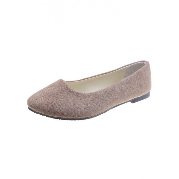 Plain All Season Simple Daily Velvet Flat Heel Round Toe Pu Slip On Shallow Shoes for Women - Image 101