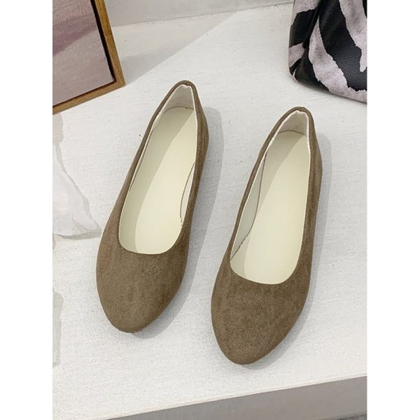 Plain All Season Simple Daily Velvet Flat Heel Round Toe Pu Slip On Shallow Shoes for Women - Image 103